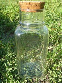 grand  bocal carré  en verre bullé ,  vintage