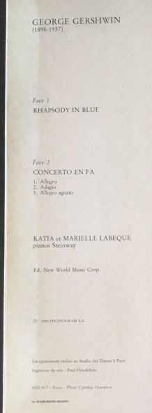 Katia et Marielle Labèque - Gershwin - 33 t 1980