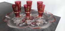Service plat et verres vintage