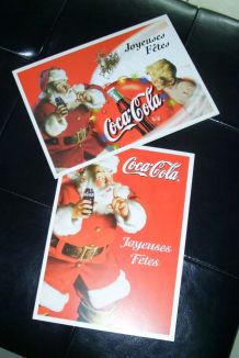 Lot de 2 CARTES VOEUX COCA COLA NOEL 