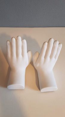 serre-livres mains en résine blanc mat des années 80