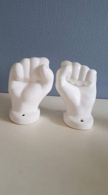 mains céramique murales blanches porte-serviettes bougeoirs