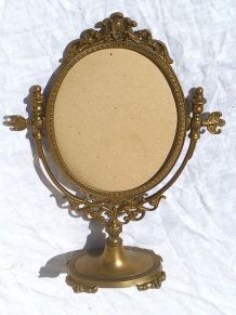miroir psyché ancien en laiton  ,  vintage
