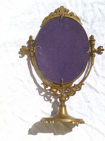 miroir psyché ancien en laiton  ,  vintage