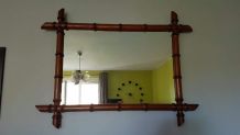 miroir bambou vintage en bois