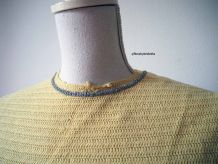 Mini robe babydoll en crochet jaune pastel Twiggy GoGo vinta