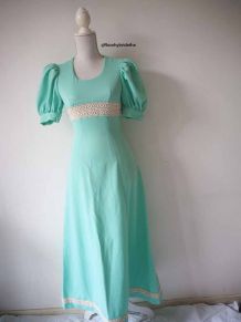 Longue robe hippie couleur vert menthe vintage 60's 70's