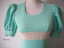 Longue robe hippie couleur vert menthe vintage 60's 70's