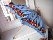 Parapluie kitsch poignée dorée vintage 60's