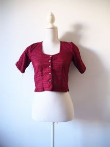 Chemisier court en dentelle rouge bordeaux dirndl autrichien