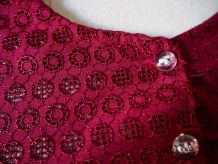 Chemisier court en dentelle rouge bordeaux dirndl autrichien