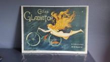 affiche publicitaire Cycles Gladiator vintage des années 70