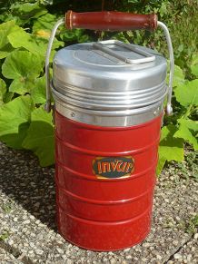 Ancien thermos glacière rouge INVAR , vintage