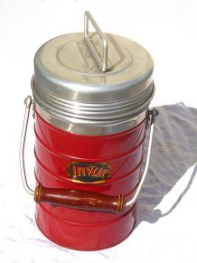 Ancien thermos glacière rouge INVAR , vintage