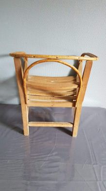 fauteuil enfant bois et rotin vintage années 50