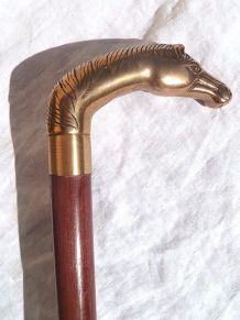 canne ,tete  de  cheval  en laiton