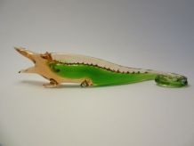Crocodile alligator en verre de Murano orange et vert