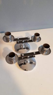 bougeoirs métal noir et chromé des années 50
