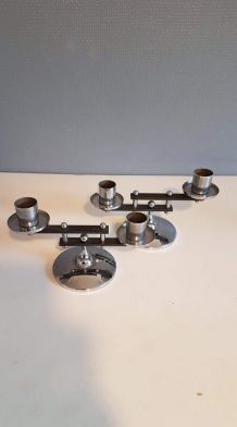 bougeoirs métal noir et chromé des années 50