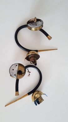 appliques murales  Arlus Lunel  verre, laiton doré et métal