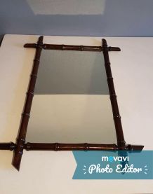 miroir bambou vintage en bois