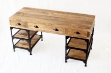 Bureau industriel métal et bois de manguier