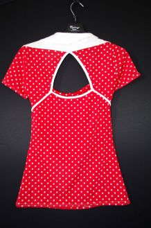 Haut rouge à pois blanc Femme Vintage Taille unique 