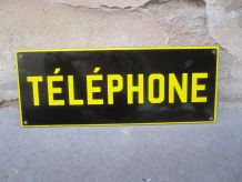 Ancienne plaque en tôle émaillée téléphone