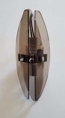 applique verre fumé et métal chromé space age vintage 