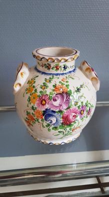 vase pot ancien décor floral des années 50