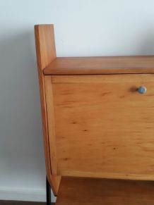 Secrétaire vintage 60 metal et bois blond