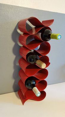 porte-bouteilles design en métal rouge (lot de 2)  années 70