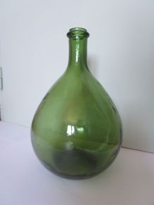 Dame Jeanne bonbonne en verre vert 3 litres