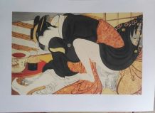 Gravure érotique, papier vergé de Hollande Van Gelder Zonen