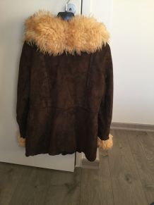 Veste en daim et col en agneau années 60