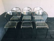 Lot de 4 chaises plexiglas 80s