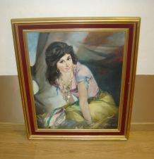 huile sur toile portrait de gitane