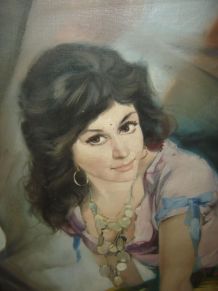huile sur toile portrait de gitane