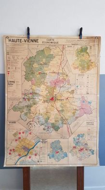 carte géographique scolaire plastifiée Haute-Vienne