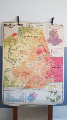 carte géographique scolaire plastifiée Haute-Vienne
