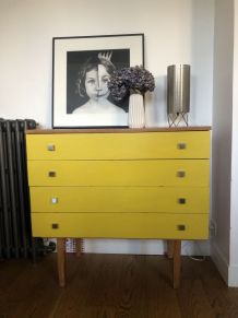 Commode vintage jaune années 50 / 60
