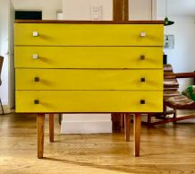 Commode vintage jaune années 50 / 60
