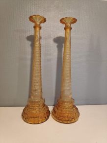 paire de carafes couleur ambrée