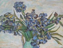 Reproduction des Iris, Van Gogh, huile sur toile 30 x 40 cm