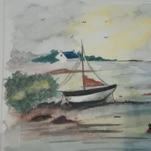 Cadre aquarelle "Un coin de Bretagne" 