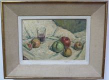 Nature morte, huile sur toile, Rotge Prosper 59 x 44,5 cm