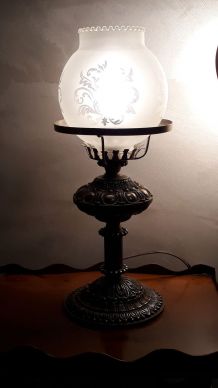 lampe acier patine avec globe crisal 36x15 