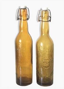 2 bouteilles Brasserie verre ambré
