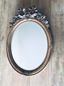 Miroir ovale 1900 biseauté à noeud