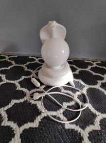 lampe cobra céramique et opaline blanches